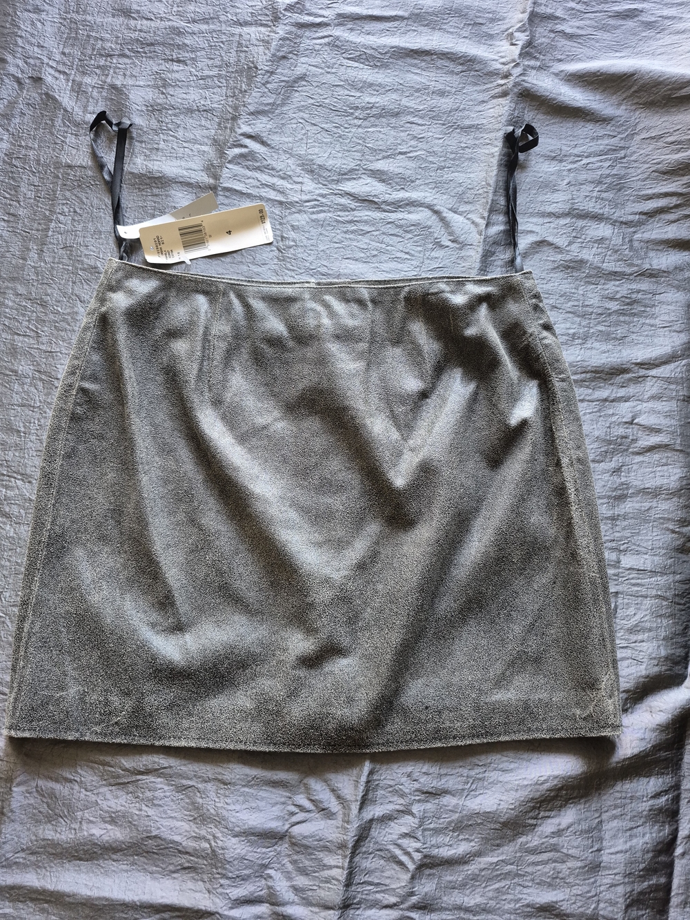 Leather Nine West Silver-Gray Mini Skirt